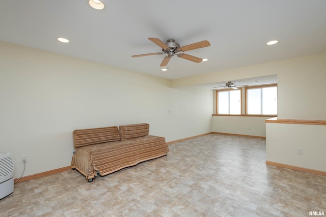 unfurnished room with ceiling fan