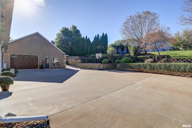 exterior space featuring a garage