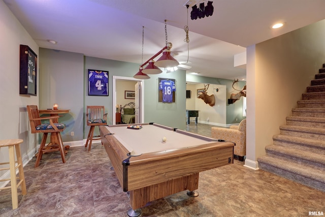 playroom with pool table