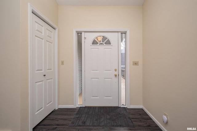 entrance foyer featuring dark wood-type flooring