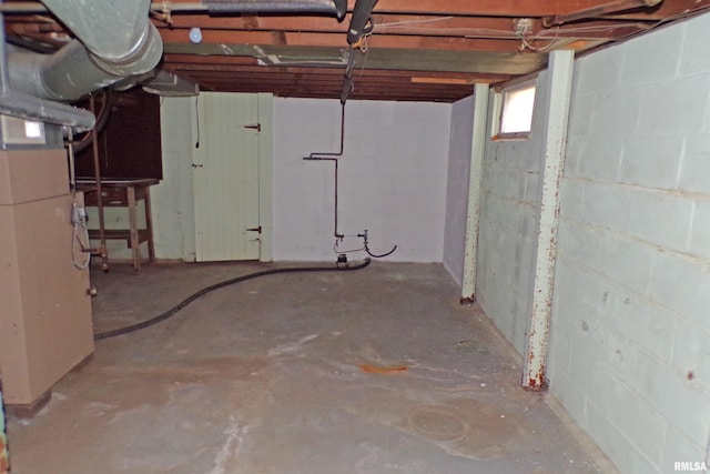 basement with heating unit