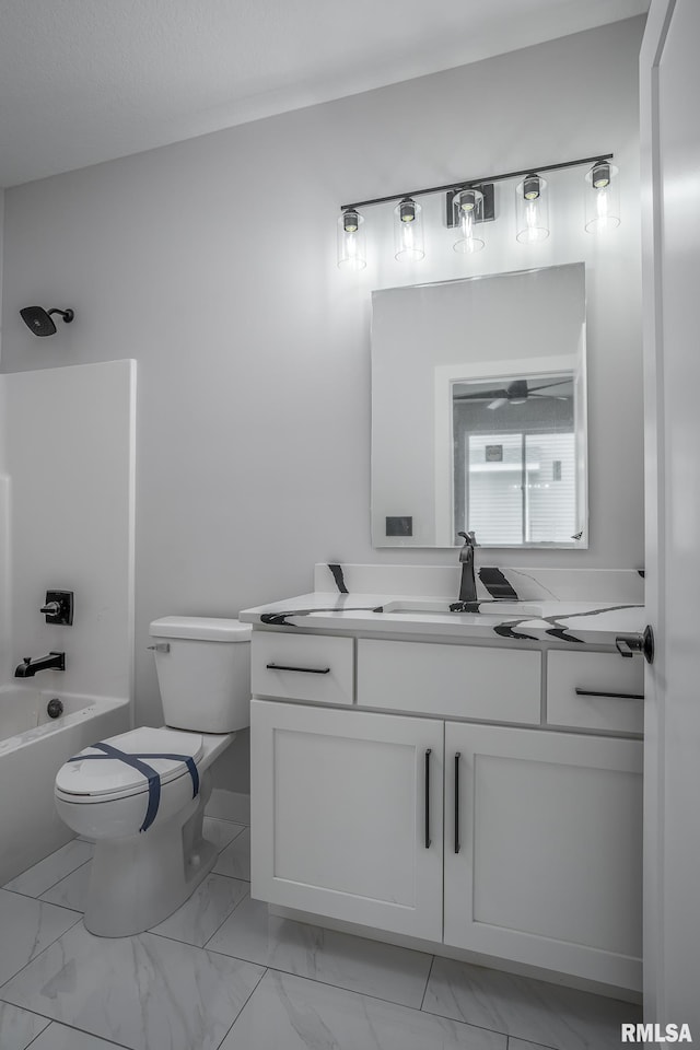 1915 E 59th Ct, Davenport, IA 52807 - full bathroom with vanity, marble finish floors, and shower / tub combination
