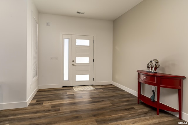 entrance foyer featuring dark wood-type flooring and a wealth of natural light