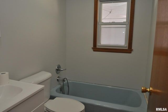 full bathroom featuring vanity, toilet, and shower / bathtub combination