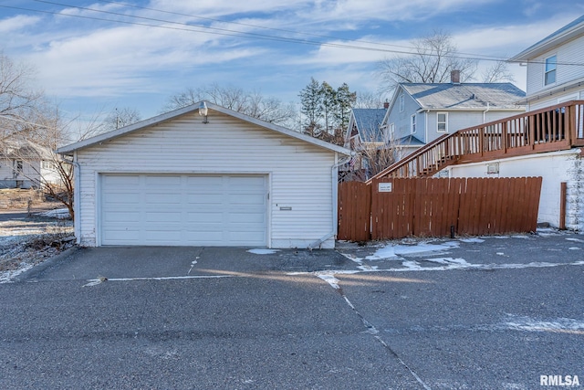 view of snow covered garage