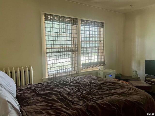 bedroom featuring radiator