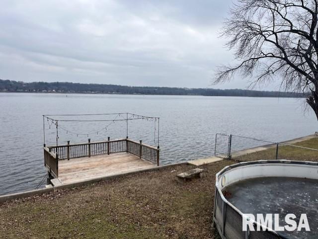 dock area with a water view