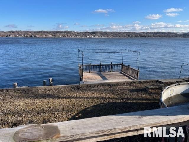 dock area featuring a water view