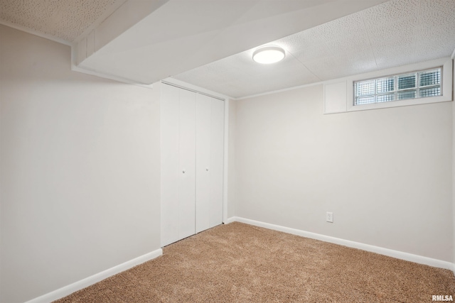 basement with carpet floors