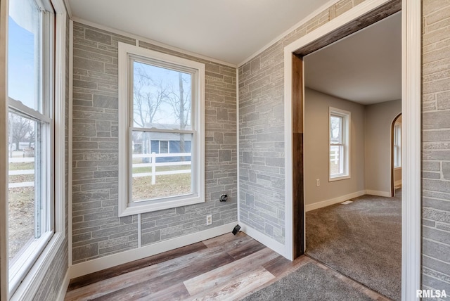 interior space with light hardwood / wood-style floors