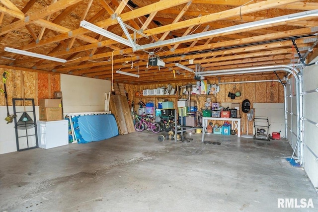 garage with a garage door opener