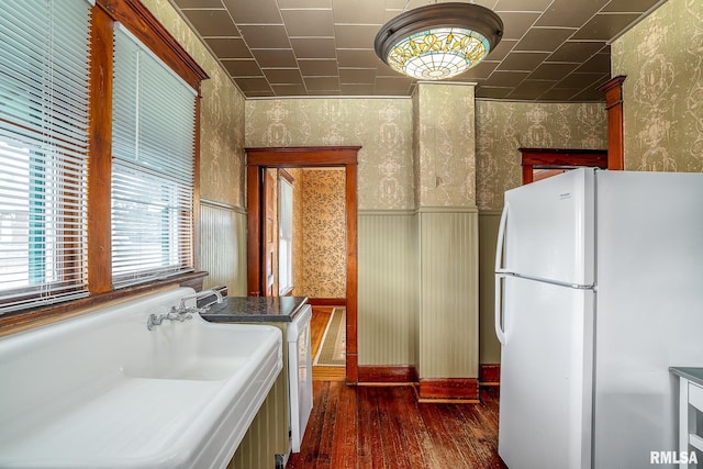 bathroom with hardwood / wood-style flooring