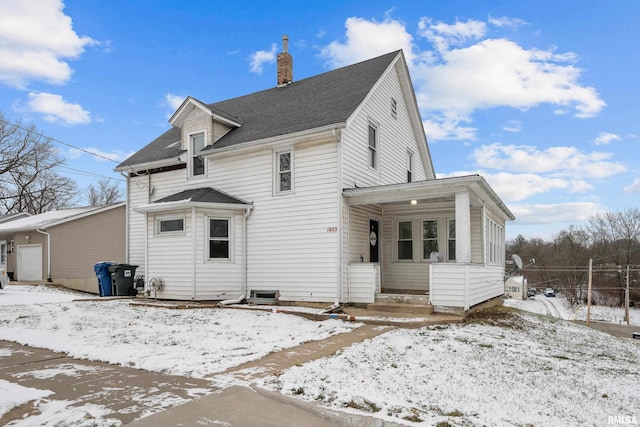 view of snow covered property