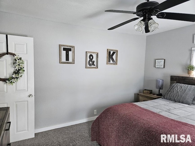 bedroom with carpet flooring and ceiling fan