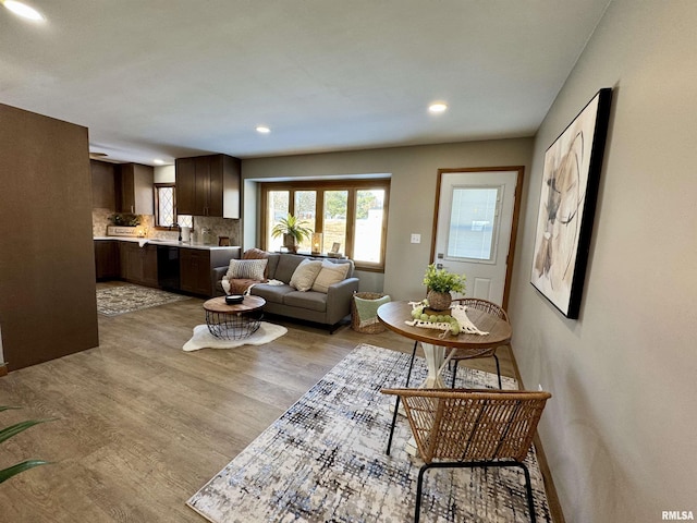 living room featuring light hardwood / wood-style floors