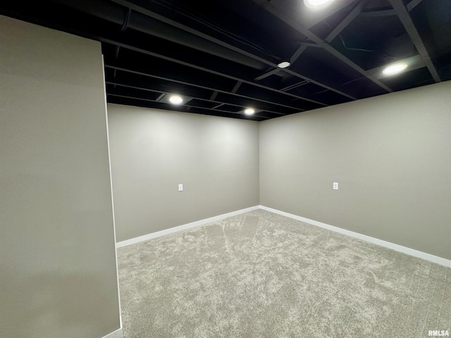 basement featuring carpet