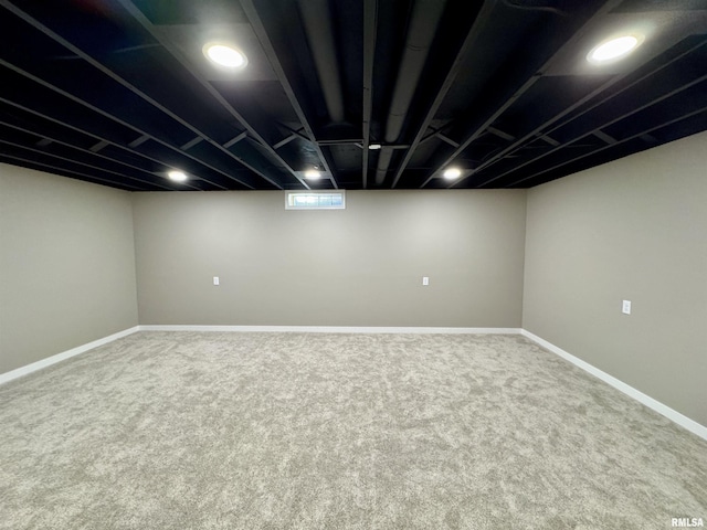 basement with carpet floors