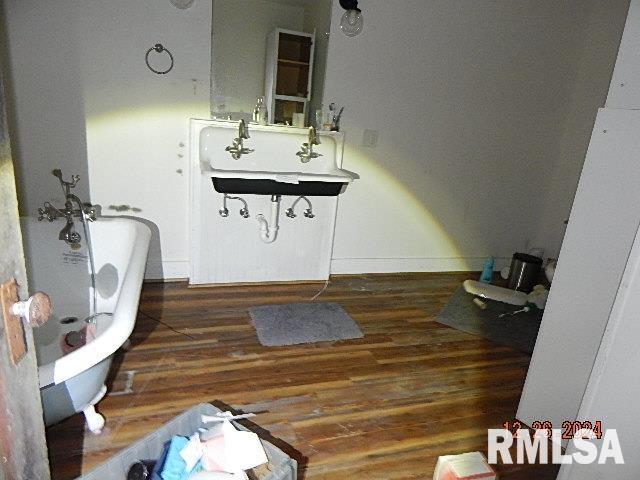 bathroom featuring sink and wood-type flooring