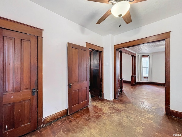 interior space featuring ceiling fan