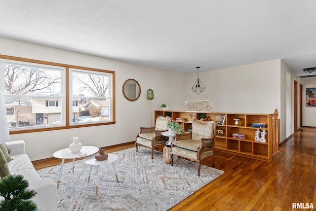 living room with dark wood-type flooring