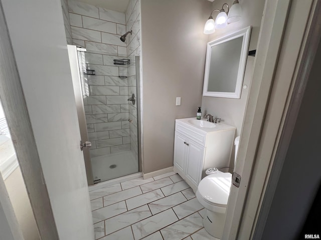 2433 Cedar Creek Ct, Quincy, IL 62305 - bathroom with vanity, toilet, and a shower with door