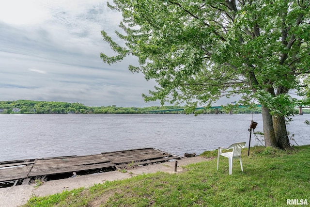 dock area featuring a water view