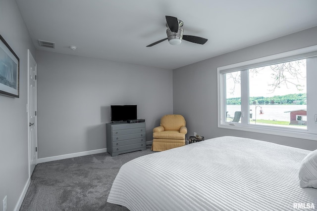 bedroom with carpet and ceiling fan