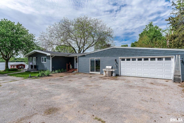 exterior space with a garage