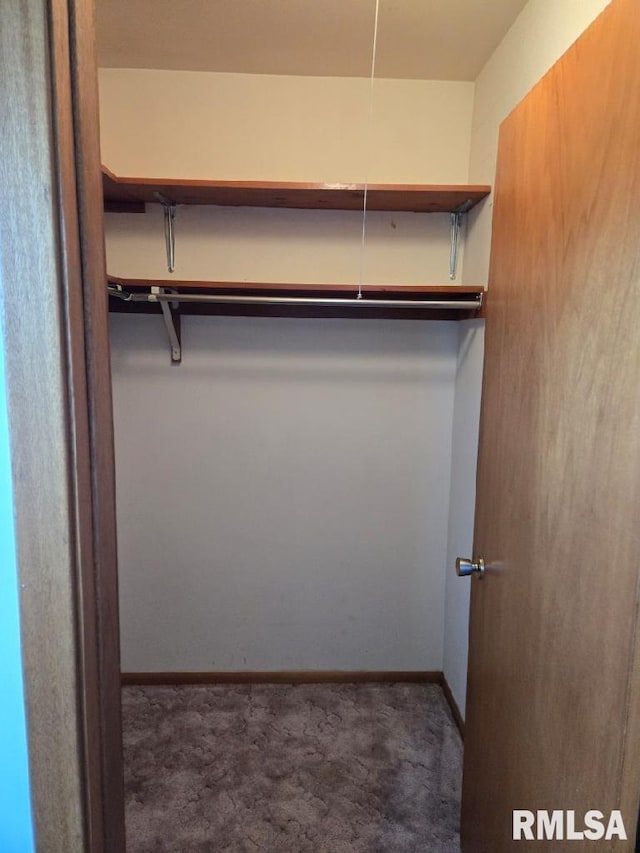 spacious closet with dark carpet