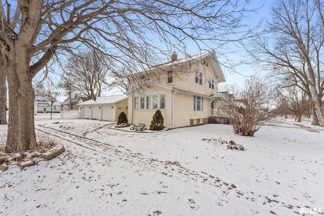 view of snow covered exterior