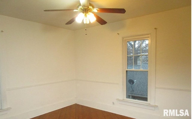 unfurnished room with ceiling fan