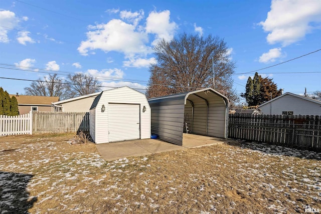 garage with a carport