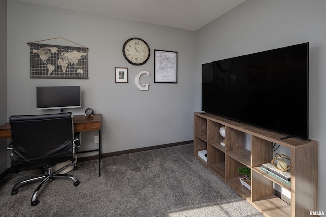 view of carpeted home office