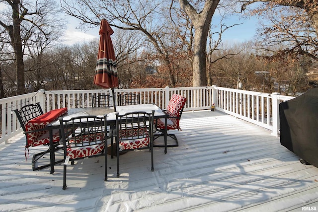 wooden terrace with grilling area