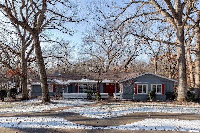 view of single story home