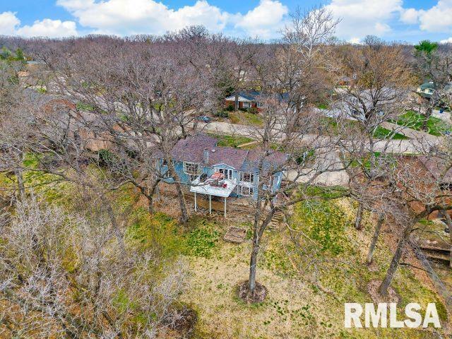 drone / aerial view with a forest view