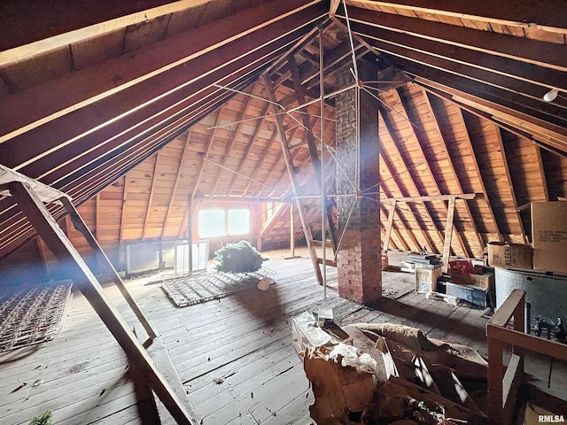 view of unfinished attic