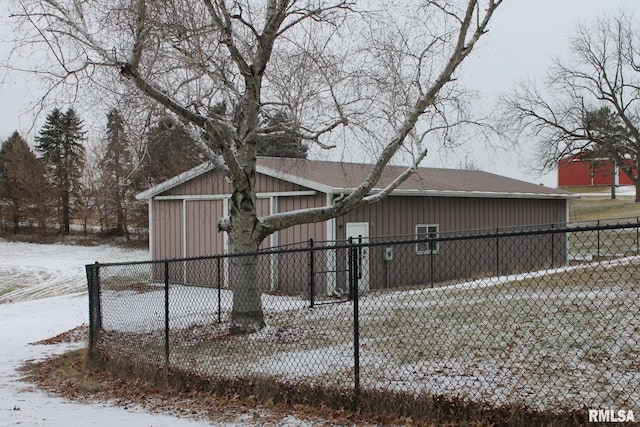 view of snow covered property