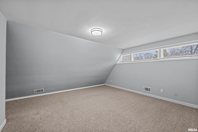 additional living space featuring carpet floors and lofted ceiling