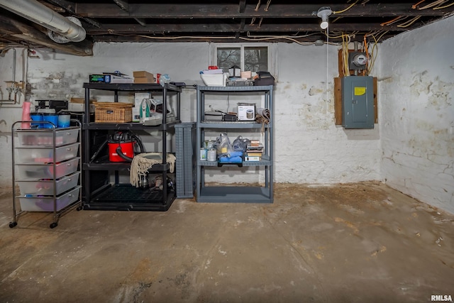 basement with electric panel