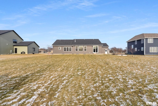 view of snow covered property