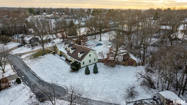 view of snowy aerial view