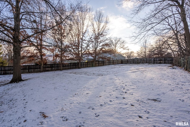 view of yard covered in snow