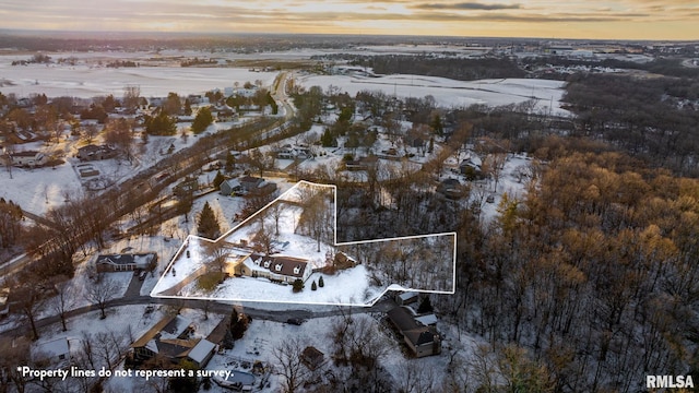 view of snowy aerial view