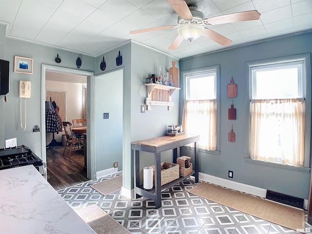 interior space featuring a closet and ceiling fan