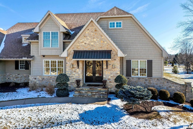 view of front facade with french doors