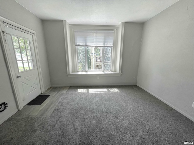 interior space featuring light colored carpet