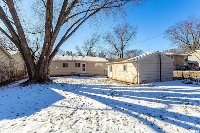 view of snow covered property