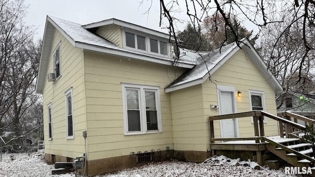 view of snow covered property