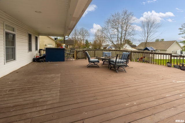 wooden terrace with exterior bar